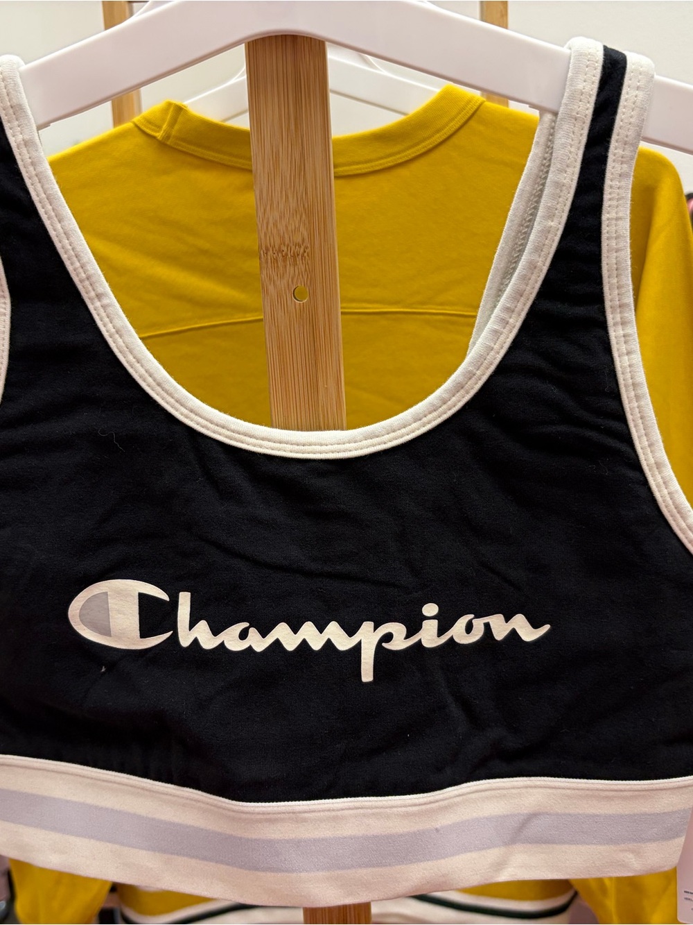 Champion Iconic Bra Top Black Cropped Fitted Size M NWT